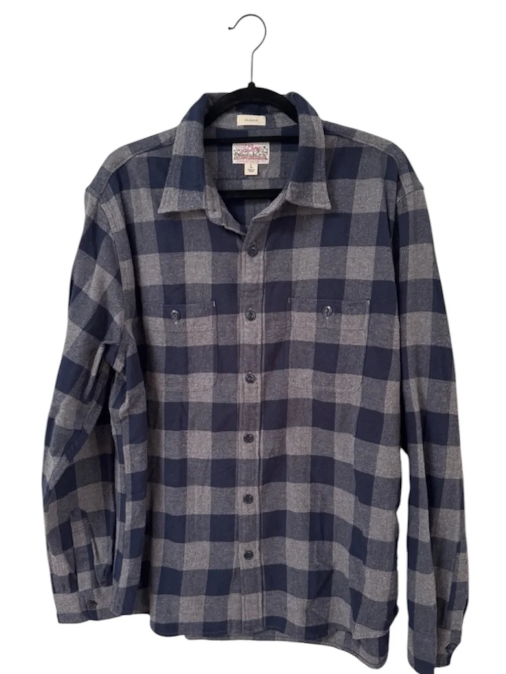 J.Crew Men’s Classic Navy and Gray Plaid Flannel Shirt